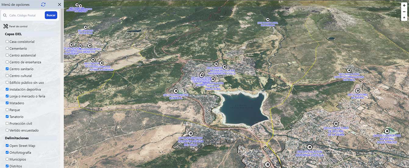 Aplicación de escritorio de la EIEL con la cartografía de infraestructuras municipales